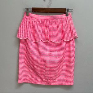 Lilly Pulitzer Thyme Scallop Peplum Skirt Fiesta Pretty Pink Gingham size 0